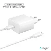 Kućni Punjač Pluginn AJ-45 KP45W PD Fast 45W za Samsung sa PD Type C kablom CE beli