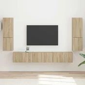 Set TV komoda Zidne 4 pcs Sonoma hrast Konstruirano drvo