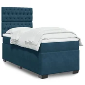 Box spring postelja z vzmetnico modra 90x190 cm žamet