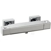 slomart Estill Square Plus stenski termostatski tuš set s kromiranimi elementi za dve luknji