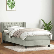 vidaXL vidaXL Box spring postelja z vzmetnico svetlo siva 80x220 cm žamet, (21793085)
