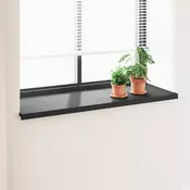 vidaXL Okenski nadstrešek Črna z lesnim vzorcem 140 x 50 x 4,5 cm PVC