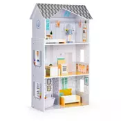 ECO TOYS Kucica za lutke sa nameštajem Grace residence, Siva