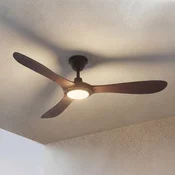 Lucande LED zunanji stropni ventilator Winrod, temno leseno, z možnostjo - Sodobni - temno orehovo les, črno - Plastika