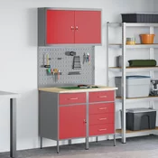 vidaXL vidaXL 5-delni set delovne mize rdeče jeklo, (22047486)