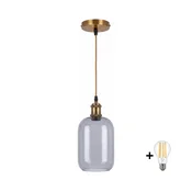 BRILAGI -LED Lestenec na jekleni vrvici RETRO GLASS 1xE27/60W/230V O 14 cm zlata/dimno siva