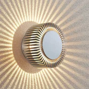Lucande LED zunanja stenska svetilka Keany, kovinska, O 16 cm, IP54 - Kopalnica - Sodobni - brušeni aluminij