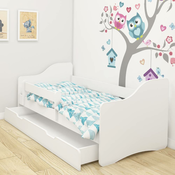 Dječji krevet ACMA bez motiva, bočna bijela + ladica 180x80 cm