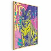 shumee Poster - Barviti tiger - Intenzivne barve tigra, obdanega s tropskimi rastlinami