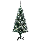Vidaxl Umetno božično drevo z LED in kompletom krogel in storži 150 cm