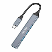 Kaku KSC-752 HUB adapter USB-C - 3x USB 2.0/USB 3.0, siva