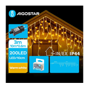 Aigostar - LED spoljašnja božicna svetla 200xLED/8 funkcija 13x0,6m IP44 topla bela