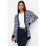 Trendyol Navy Blue Jacquard Button Detailed Knitwear Cardigan