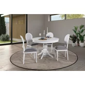 Hanah Home Trpezarijski sto na razvlacenje i stolice Albero151, 118-158 cm, 4 stolice, Beli