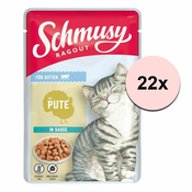 Schmusy Ragout Kitten vrečka puran v omaki 22 x 100 g