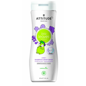 Attitude Otroško milo za telo in šampon (2 v 1) Little leaves, z vonjem vanilije in hruške, 473 ml