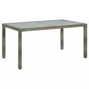 Vidaxl vidaXL Vrtna miza 150x90x75 cm kaljeno steklo in PE ratan siva