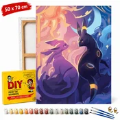 ERS Slika po številkah z okvirjem Pokemon Umbreon in Espeon 50x70 cm