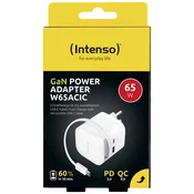 Intenso 65W GaN napajalnik z vgrajenim kablom USB-C, bel