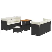 Sjedeća garnitura za vrt 9 kom. Crna poliratan 90 x 55 x 71 cm
