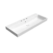 Keramični umivalnik NUBES 120x50cm, 3 odprtine za pipo, bela ExtraGlaze - Bela - 120x19x50 cm - GSI - NUBES - 24 - Keramika - Pravokotnik - 1200 - 190 - 500 - 14