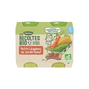 Blédina Organic Harvests From 6 Months - Small Jars of Vegetables/Meat - Small Vegetables from the Garden Beef 2x200g