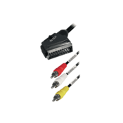 MaxTrack SCART/3x RCA kabel s stikalom 1,5m