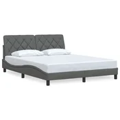Vidaxl Posteljni okvir brez vzmetnice temno siv 160x200 cm blago