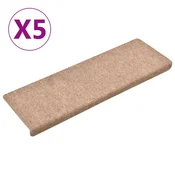 Vidaxl Preproge za stopnice samolepilne 5 kosov 65x21x4 cm svetlo rjave barve s pravokotnim robom