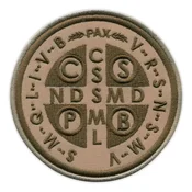 shumee Našitek medalje svetega Benedikta - hrbtna stran - različica v peščeni puščavi - samolepilna podlaga - vezen našitek/značka/emblem