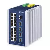 PLANET IP30 Industrial L3 16-Port Upravljano Gigabit Ethernet (10/100/1000) Aluminij, Modra