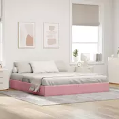 Otomanski krevet s pohranom Ružicasta 160 x 200 cm Baršun