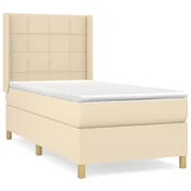 Vidaxl Box spring postelja z vzmetnico krem 80x200 cm blago
