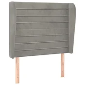 Vidaxl Vzglavje z ušesi svetlo sivo 93x23x118/128 cm žamet