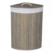 Autronic Koš za perilo bambus, kotni s pokrovom, temno siv (DB2002 GREY-DK)