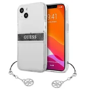 Guess ovitek za iPhone 13 mini – 4G Gray Strap Charm, prosojen