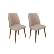 Hanah Home Set 2 trpezarijske stolice Krem-Zlatni
