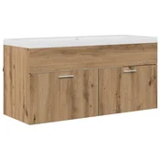 Vidaxl Kopalniška omarica z vrati Umetni hrast 100 x 38,5 x 46 cm