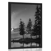 Plakat gorsko jezero v črnobeli varianti - 20x30 no frame
