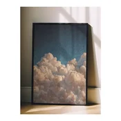 WallXpert uramljena slika 115242, beli oblaci pod tamnoplavim nebom, 50 x 70 cm, crni ram