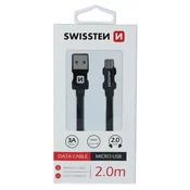 SWISSTEN podatkovni kabel USB-A/MICRO USB, black 1,2m