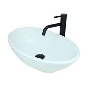 shumee GTM Design Aufsatzwaschbecken 53 cm - Glanz Modern Waschbecken ohne Hahnloch - Elegant Aufsatzwaschbecken Oval für Badezimmer und Gäste WC - nur Bad Waschbecken