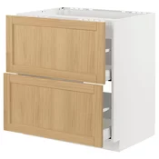 METOD / MAXIMERA Pod.elem.grej.ploca/2front/2fiok, bela/Forsbacka hrastovina, 80x60 cm