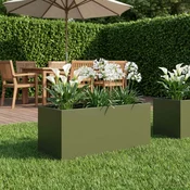 Vidaxl Vrtni lonček Olivno zelena 80 x 40 x 40 cm Mlinjeni jeklo