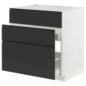 METOD / MAXIMERA Pod.element sudop. i 3front/2fioke, bela/Upplöv boja antracita, mat, 80x60 cm
