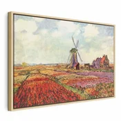Slika - Claude Monet – Tulip Fields with Windmill 90x60 U prirodnom drvenom okviru