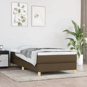 shumee vidaXL Posteljni okvir brez vzmetnice temno rjav 90x190 cm blago