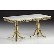 Casa Padrino luxury baroque dining table with marble top gold/white 165 cm - Baroque dining room furniture
