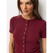 Sinsay - Rebrasta bluza sa dodatkom viskoze i ukrasnim dugmadima - maroon