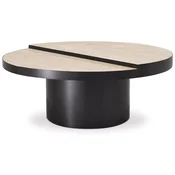 Casa Padrino luxury coffee table bronze/beige A� 88 x H. 35 cm - Round stainless steel coffee table with 2 travertine table tops - Living room furniture - Luxury furniture - Luxury furnishings